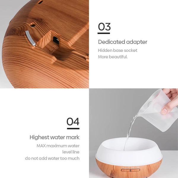 Room Diffuser with Adjustable Light and Wooden Design