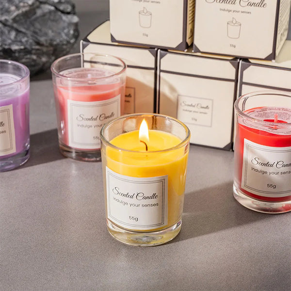 Handmade Glass Gift Candles with Gentle Scent