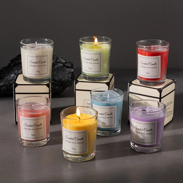 Handmade Glass Gift Candles with Gentle Scent